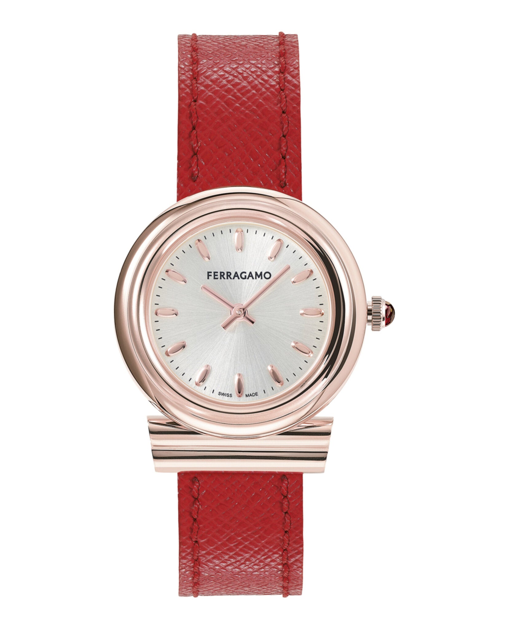 Ferragamo Womens Gancini 28mm Strap Fashion Watch Rosegold
