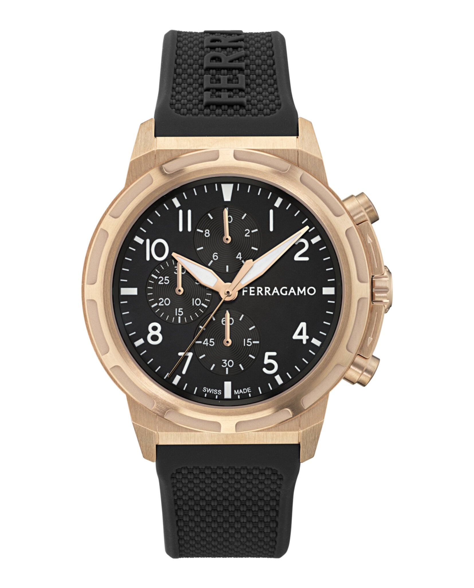 Ferragamo Mens Rosegold 44mm Strap Fashion Watch