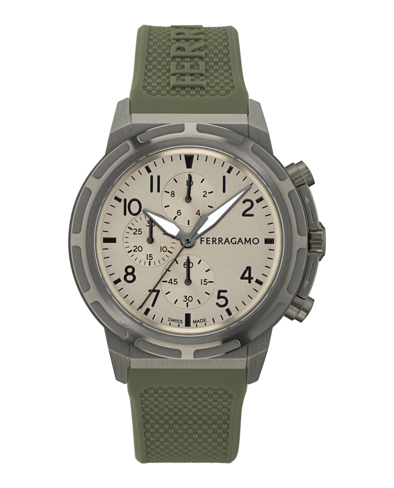 Ferragamo Mens Gun 44mm Strap Fashion Watch