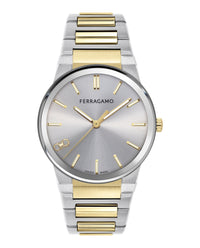 Ferragamo Mens Two Tone 41mm Bracelet Fashion Watch