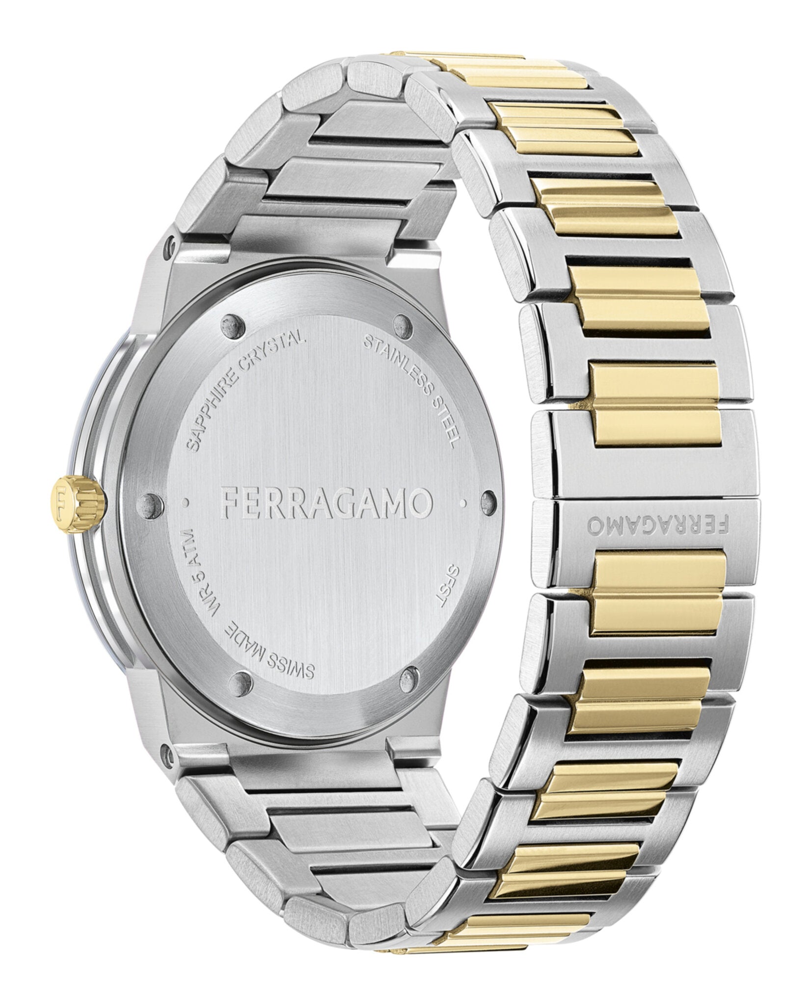 Ferragamo Mens Two Tone 41mm Bracelet Fashion Watch