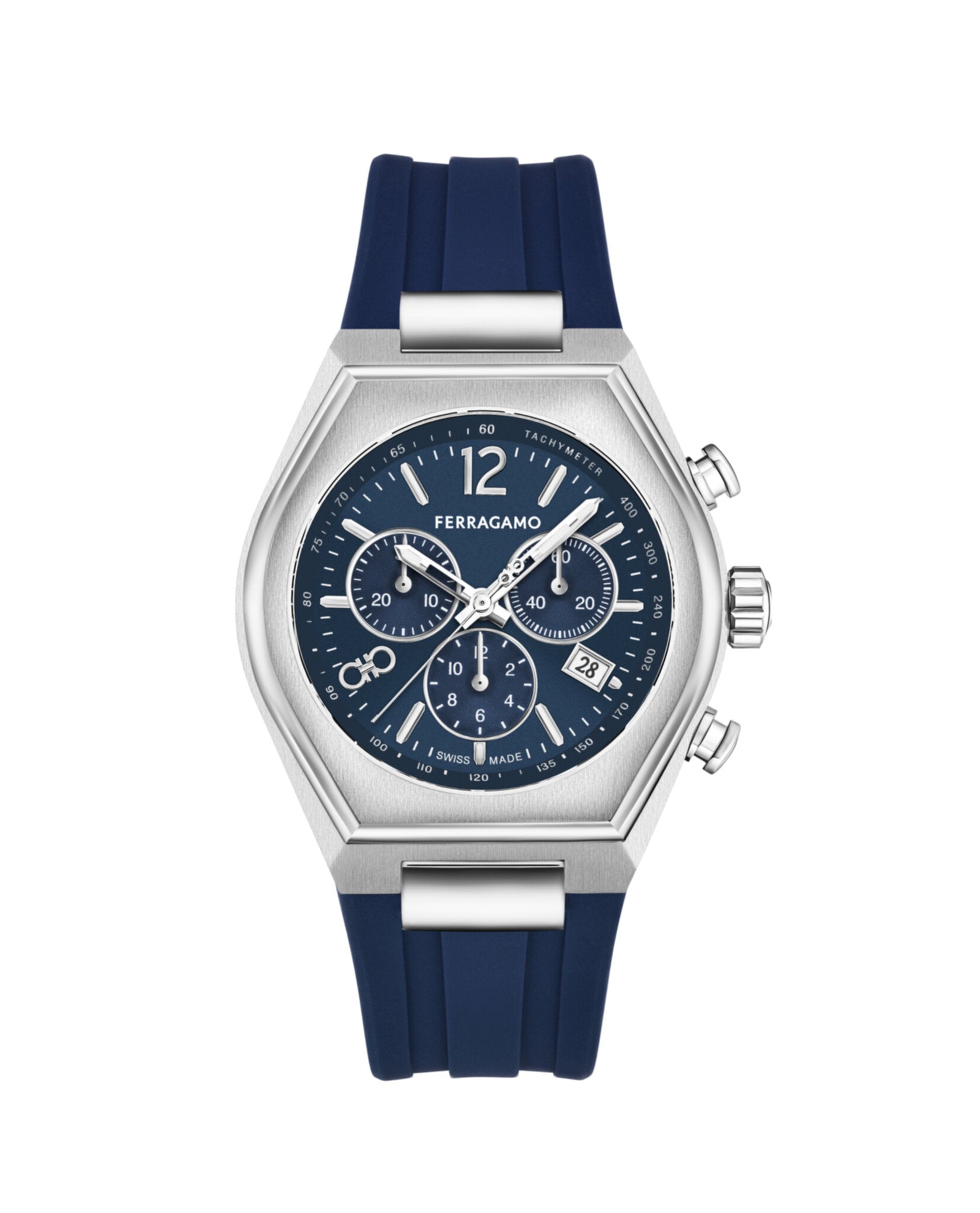 Ferragamo Mens Ferragamo Tonneu Chrono 42mm Strap Fashion Watch