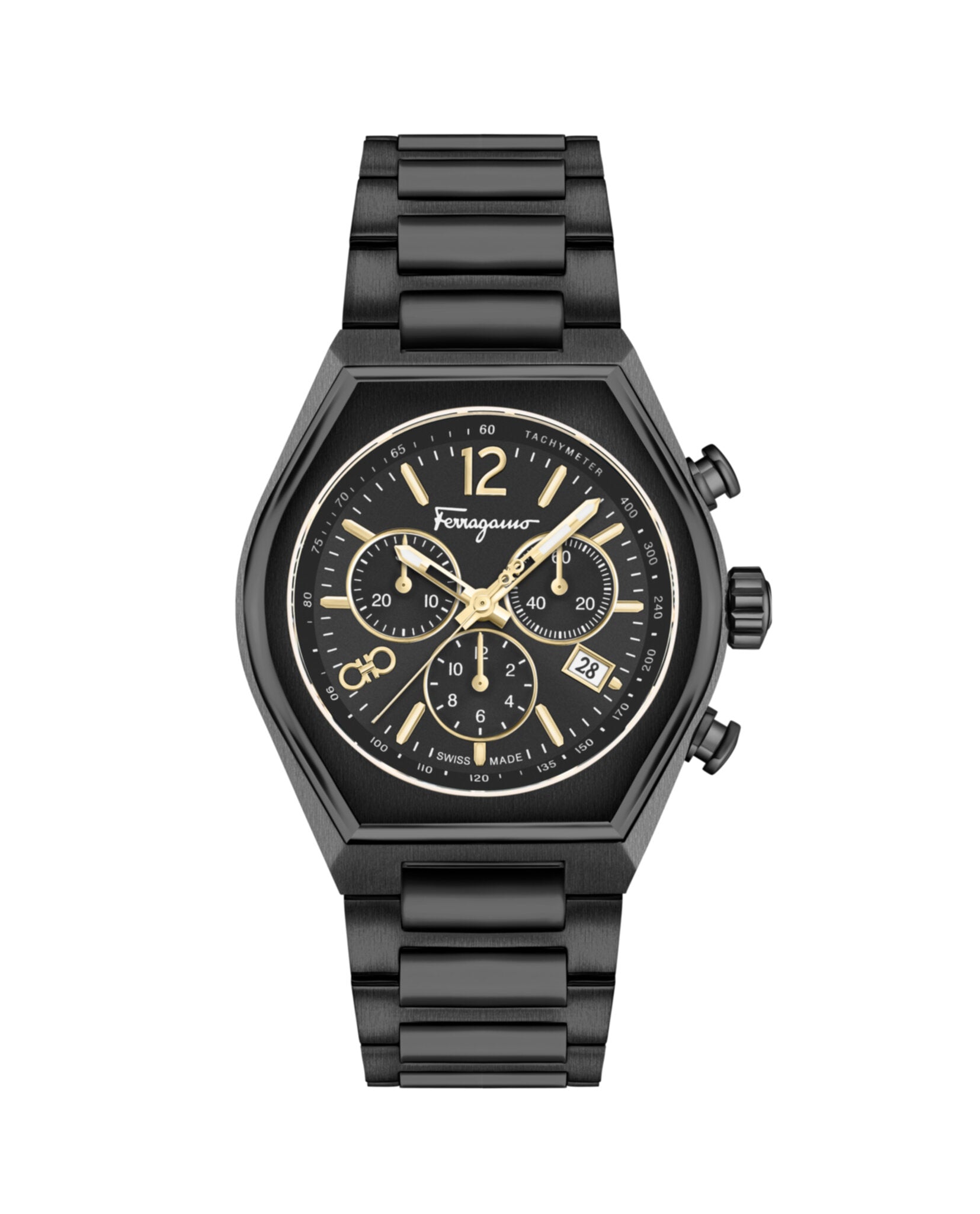 Ferragamo Mens Ferragamo Tonneu Chrono 42mm Strap Fashion Watch
