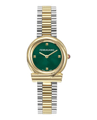 Ferragamo Womens Two Tone 28mm Bracelet Fashion Watch