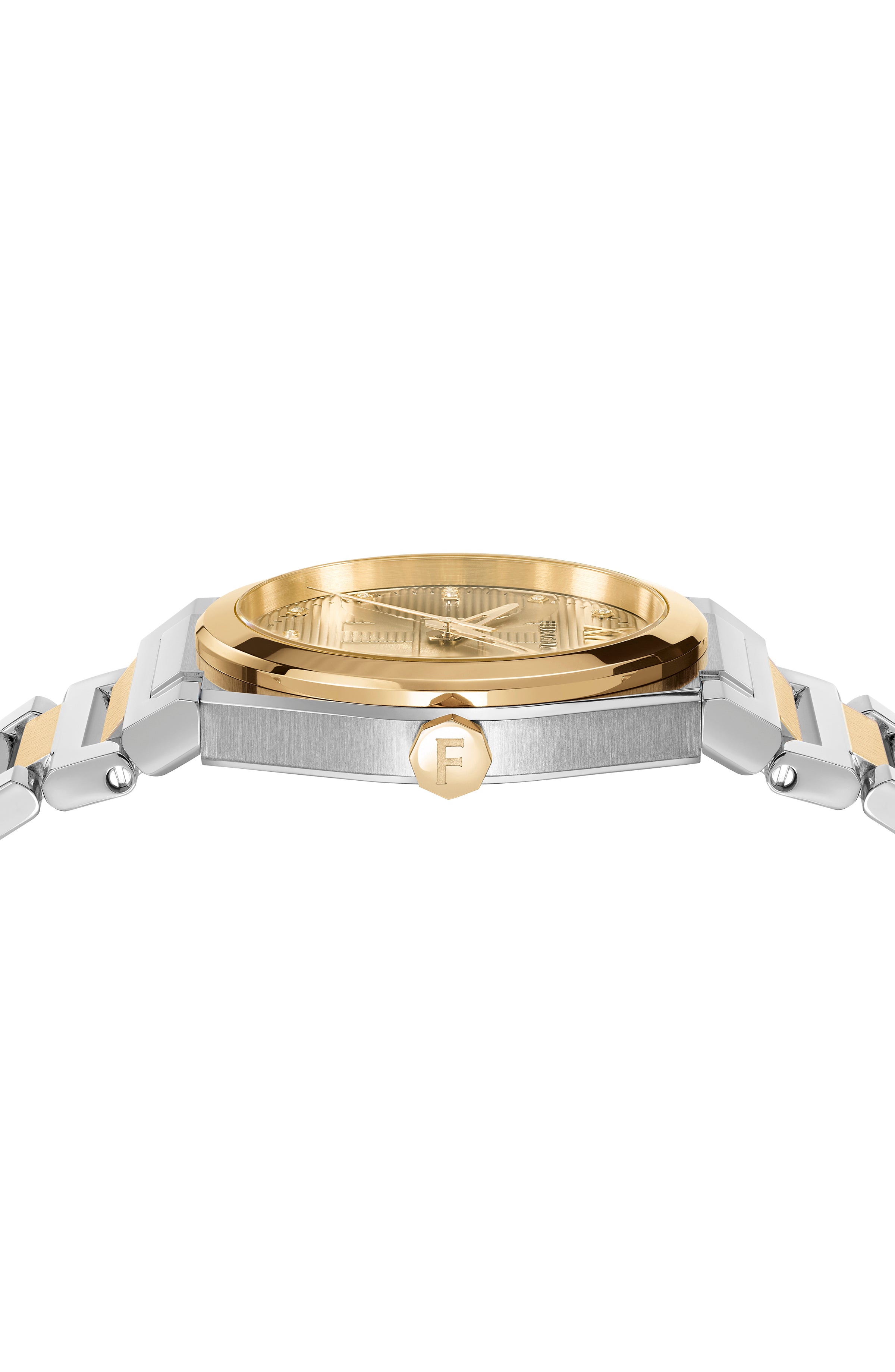Ferragamo Mens Vega Two Tone 40mm Bracelet Fashion Watch