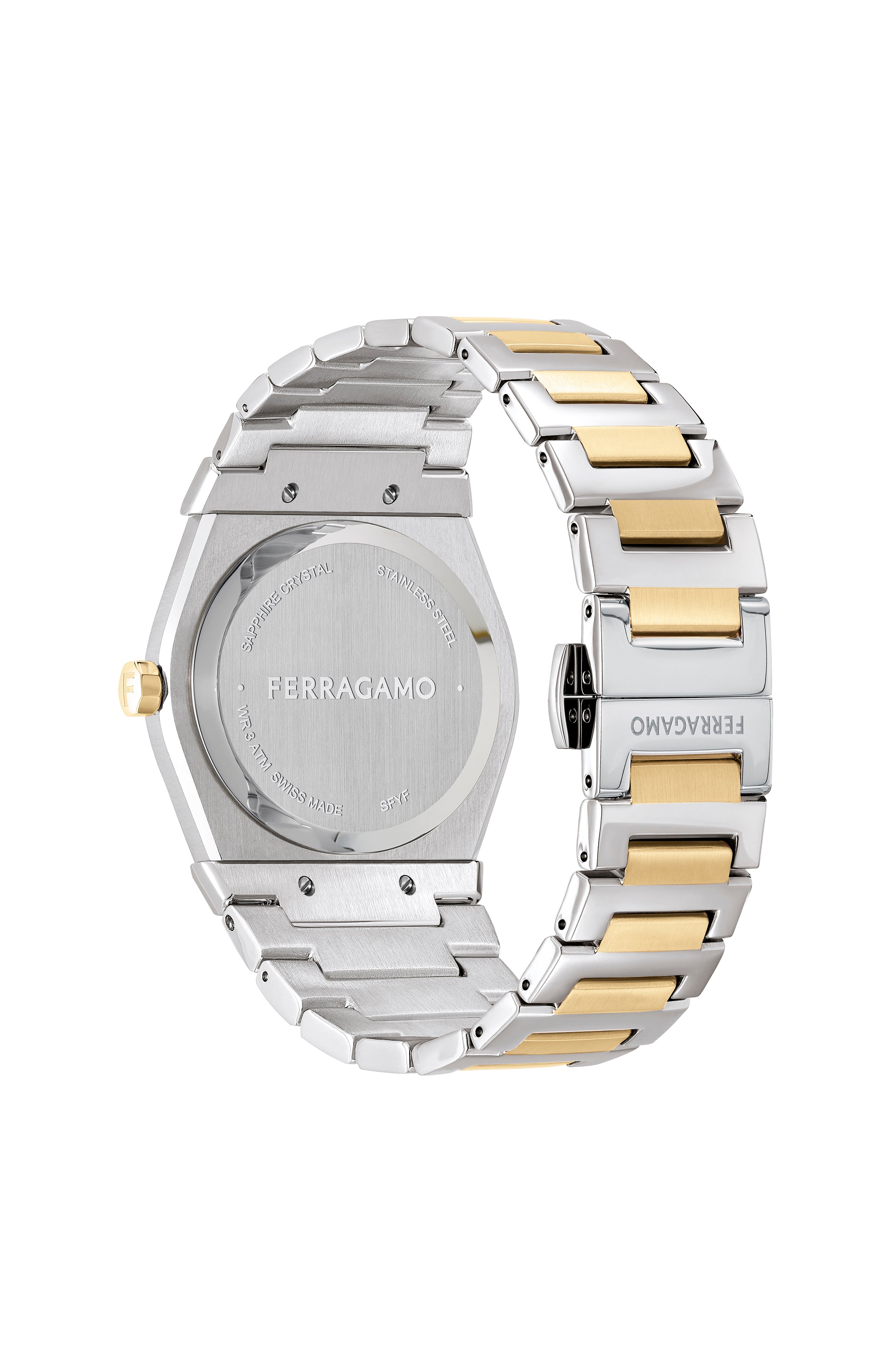 Ferragamo Mens Vega Two Tone 40mm Bracelet Fashion Watch