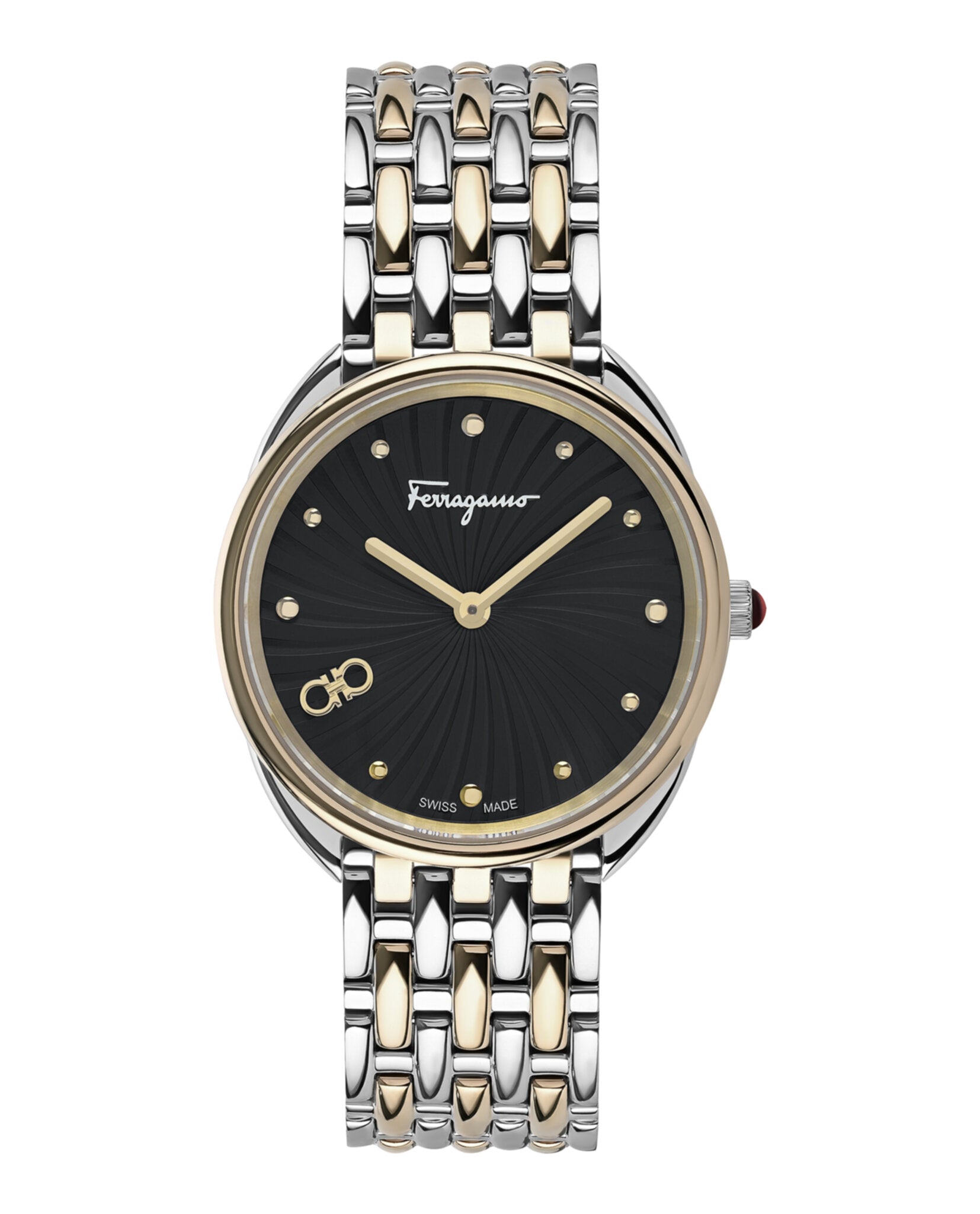 Ferragamo Womens Two Tone 34mm Bracelet Fashion Watch
