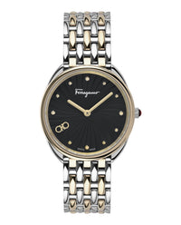 Ferragamo Womens Two Tone 34mm Bracelet Fashion Watch