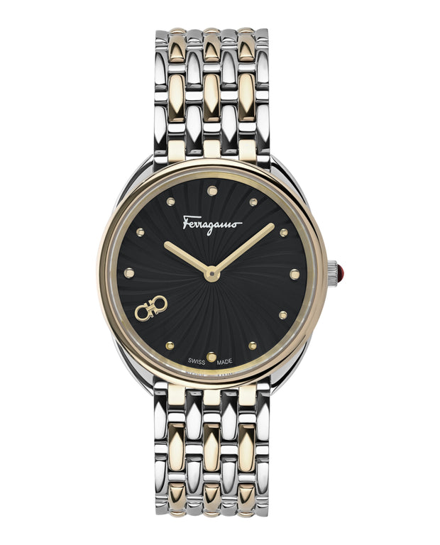 Ferragamo Womens Cuir Two Tone 34mm Bracelet Fashion Watch