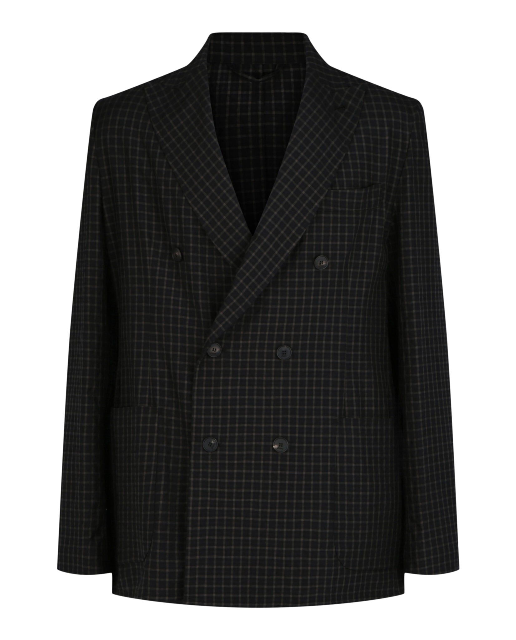 Brioni Mens Double-Breasted Check Pattern Blazer