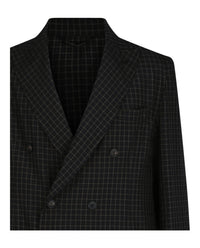 Brioni Mens Double-Breasted Check Pattern Blazer