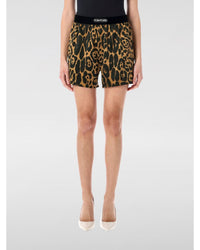 Tom Ford Leopard Print Silk Shorts Women Camel