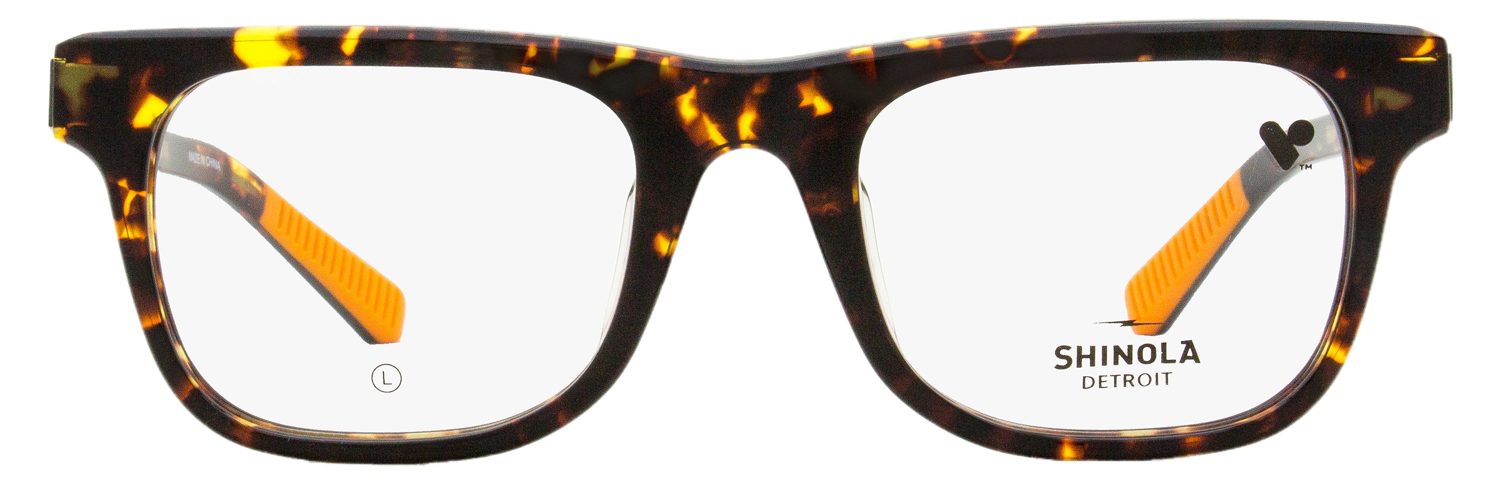 Shinola Modified Rectangle Eyeglasses SH15002 242 Amber Tortoise 51mm