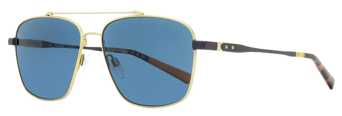 Shinola Flexon Navigator Sunglasses SH2100SM 718 Satin Gold/Gunmetal 59mm Satin Gold Gunmetal
