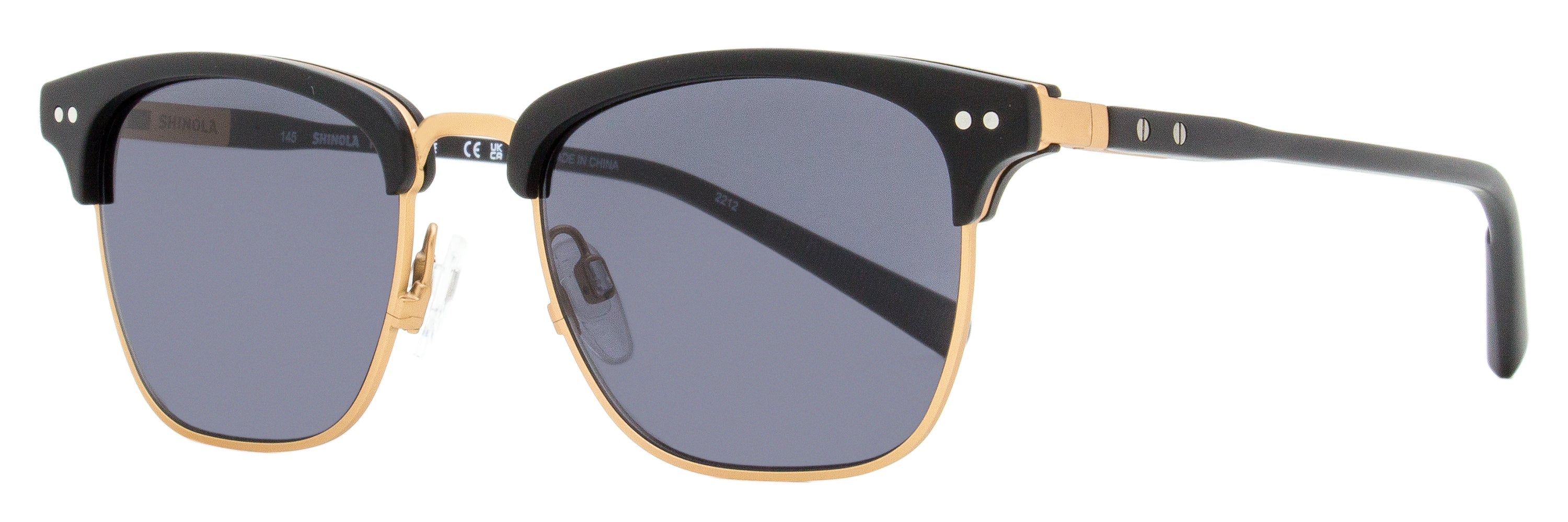Shinola Flexon Runwell Sunglasses SH2300SM 001 Matte Black/Gold 52mm Matte Black Gold
