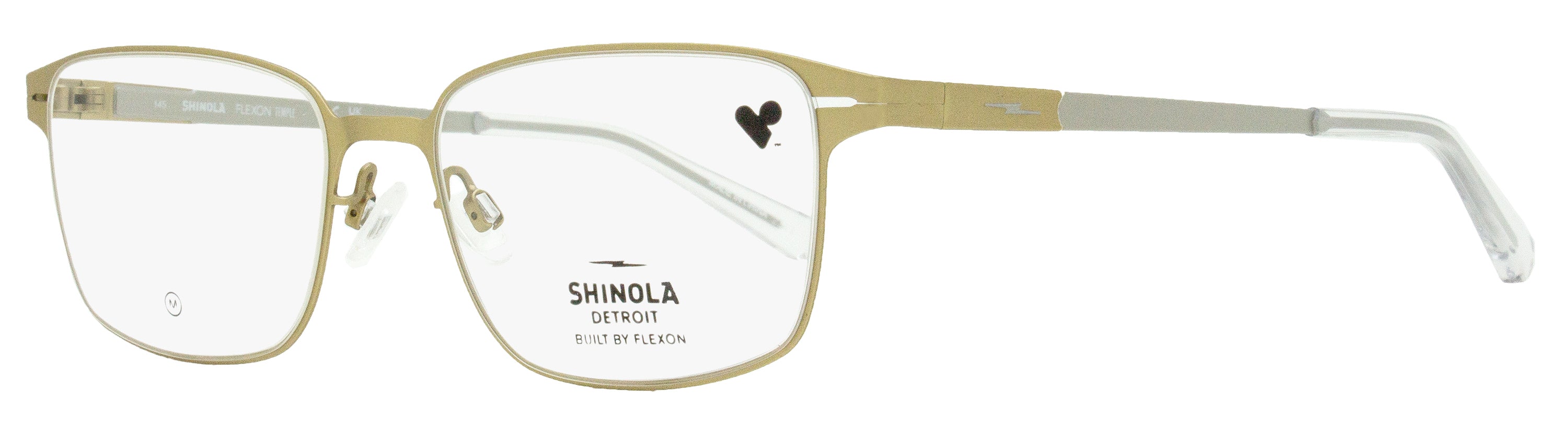 Shinola Flexon Rectangular Eyeglasses SH31002 719 Satin Gold 52mm Satin Gold