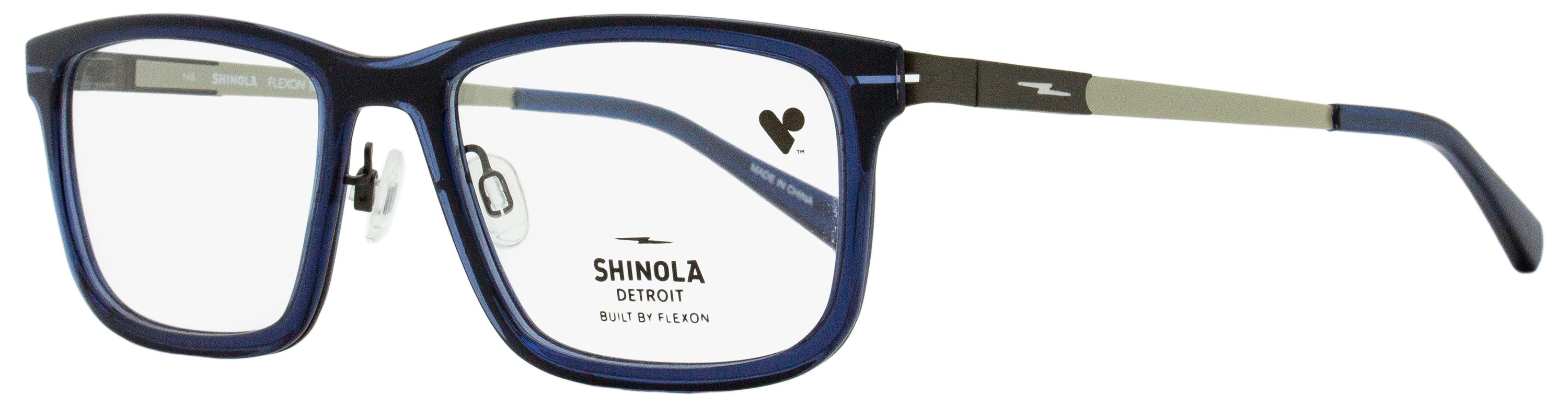 Shinola Flexon Temple Eyeglasses SH37000 410 Crystal Navy 55mm Crystal Navy