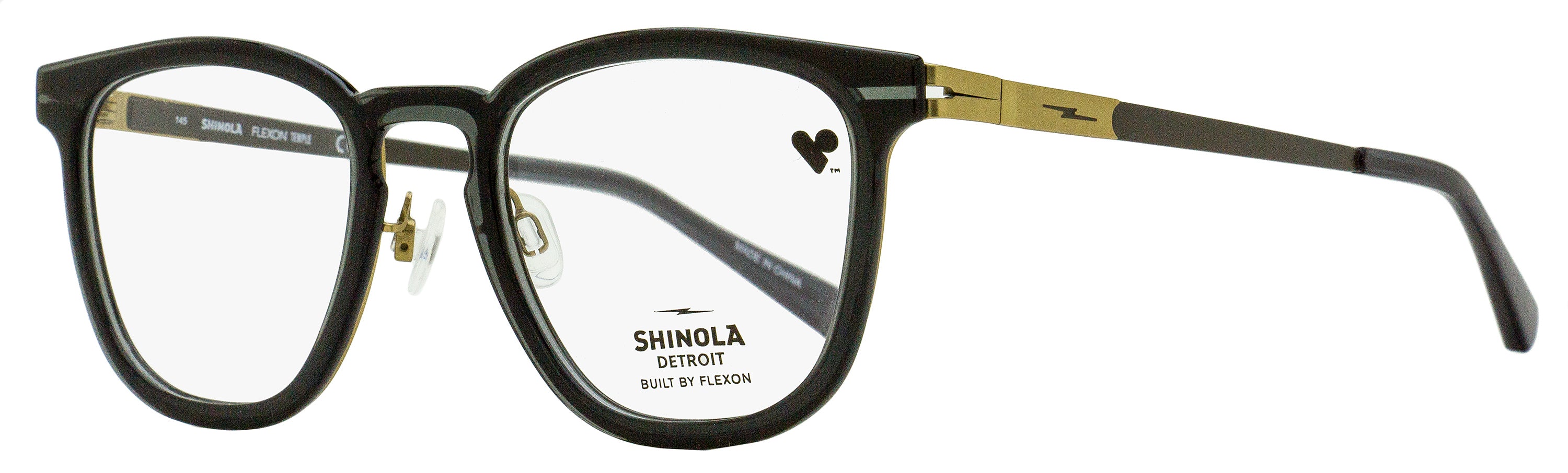 Shinola Flexon Keyhole Eyeglasses SH37001 012 Crystal Carbon 50mm Crystal Carbon