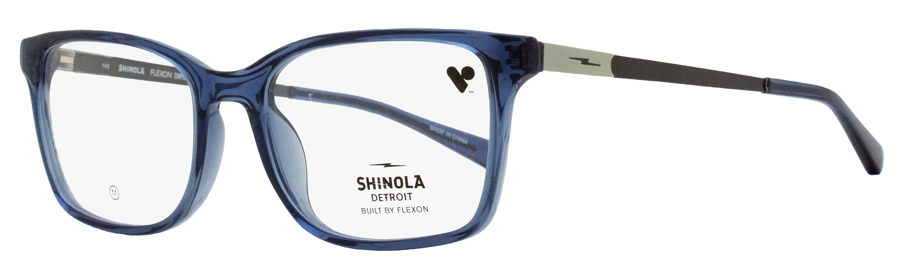 Shinola Flexon Rectangular Eyeglasses SH37003 413 Crystal Blue 53mm Crystal Blue