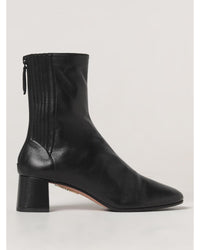 Aquazzura Shomy Mid Boot Block Heel Zip Women Black Ankle Boots