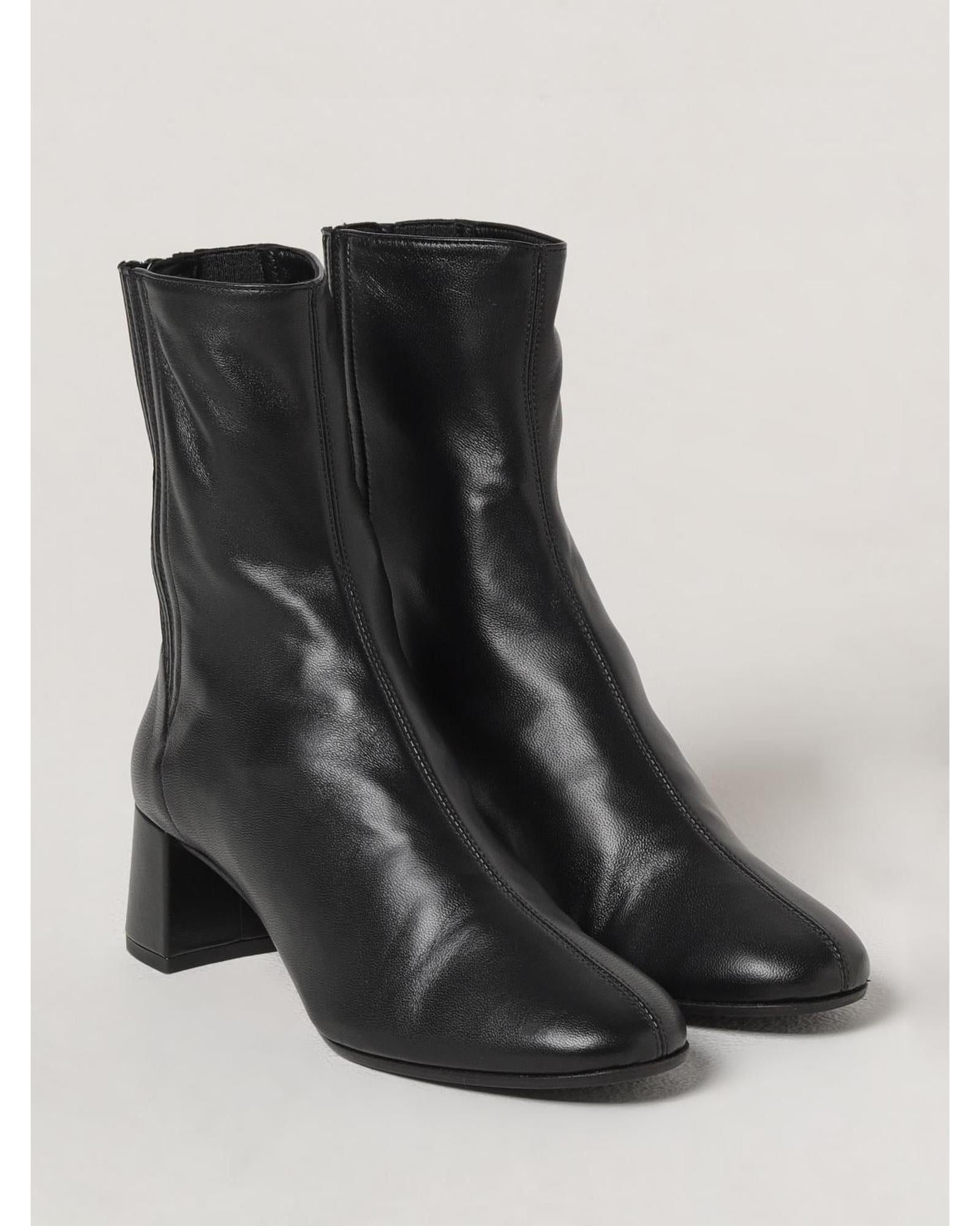 Aquazzura Shomy Mid Boot Block Heel Zip Women Black Ankle Boots