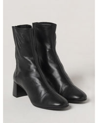 Aquazzura Shomy Mid Boot Block Heel Zip Women Black Ankle Boots