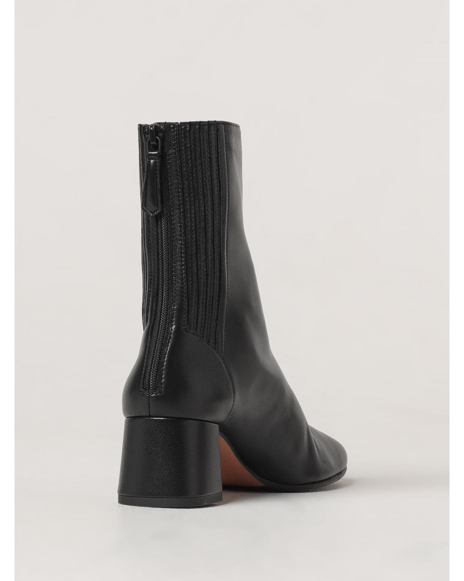 Aquazzura Shomy Mid Boot Block Heel Zip Women Black Ankle Boots