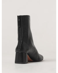 Aquazzura Shomy Mid Boot Block Heel Zip Women Black Ankle Boots