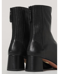 Aquazzura Shomy Mid Boot Block Heel Zip Women Black Ankle Boots