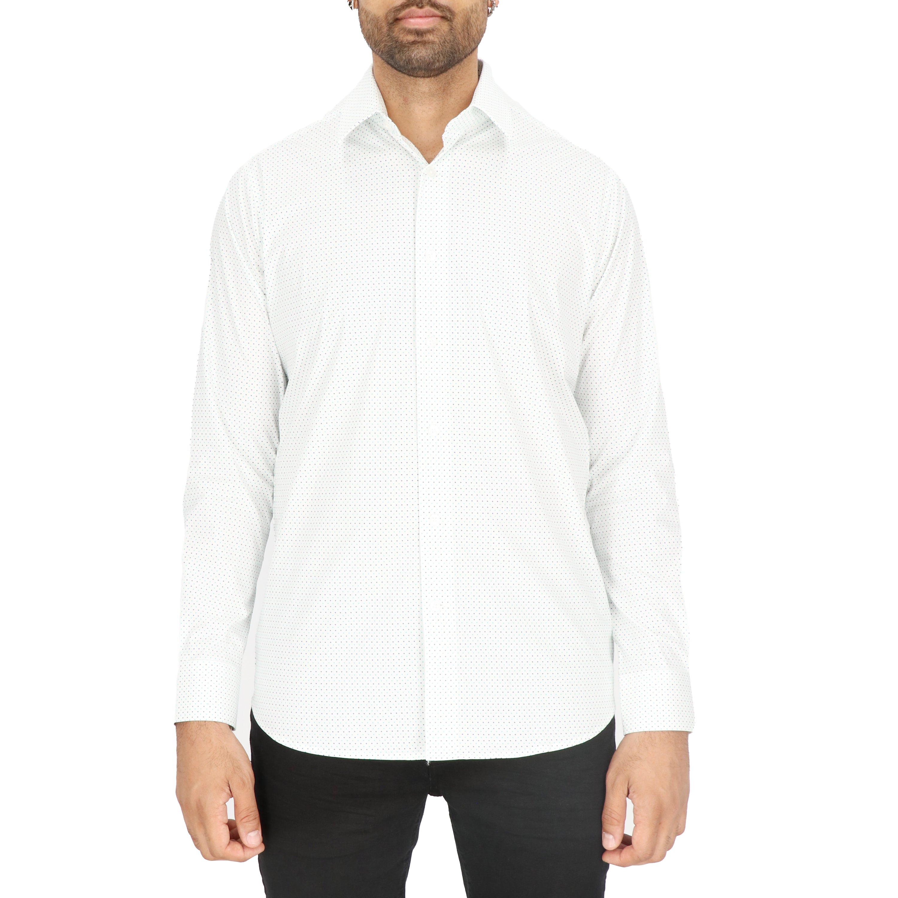 Scotch & Soda Mens White/Green Dress Shirt