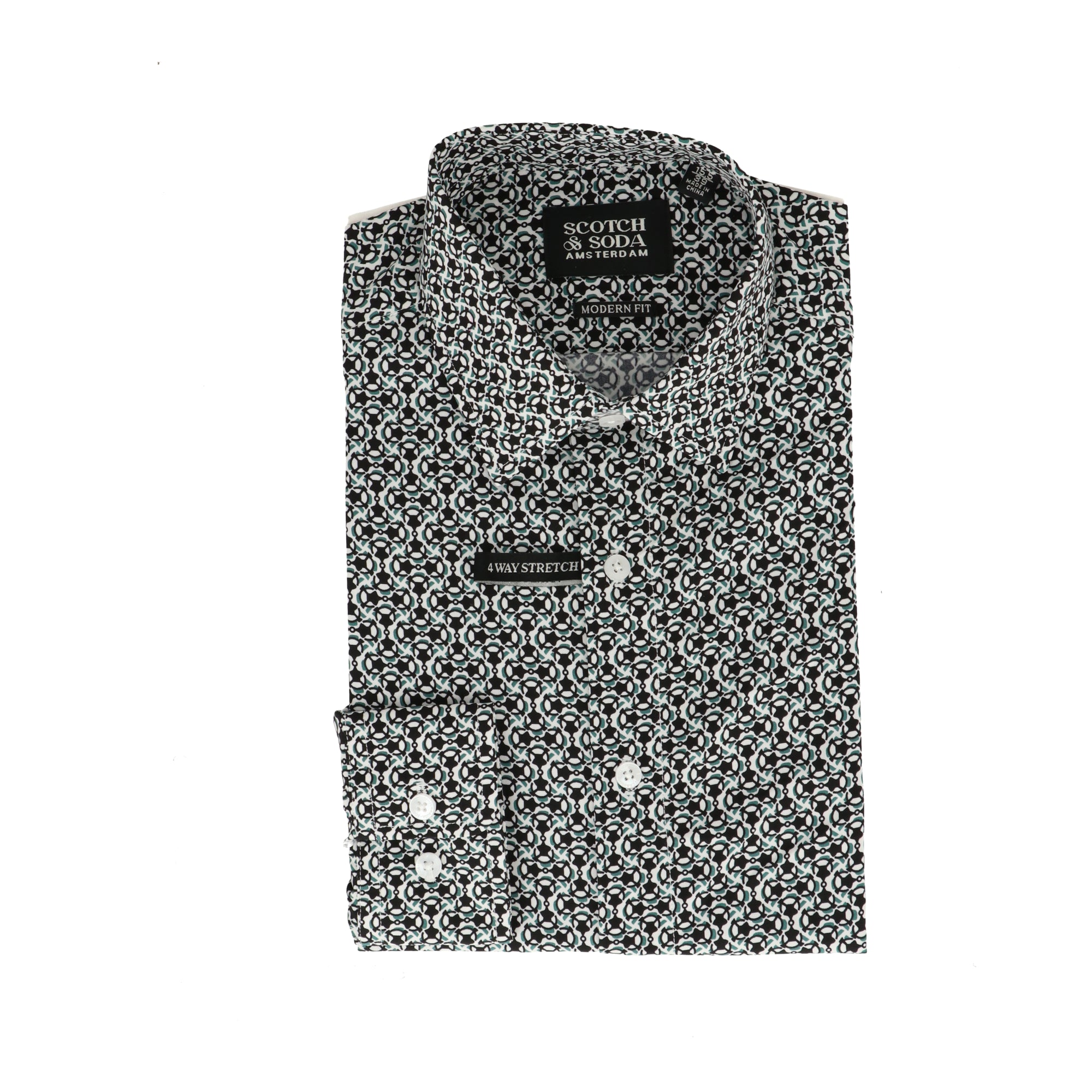 Scotch & Soda Mens Black/White Dress Shirt Black White
