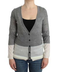 Costume National Women's Gray V-Neck Long Sleeve Cardigan 4 Gray