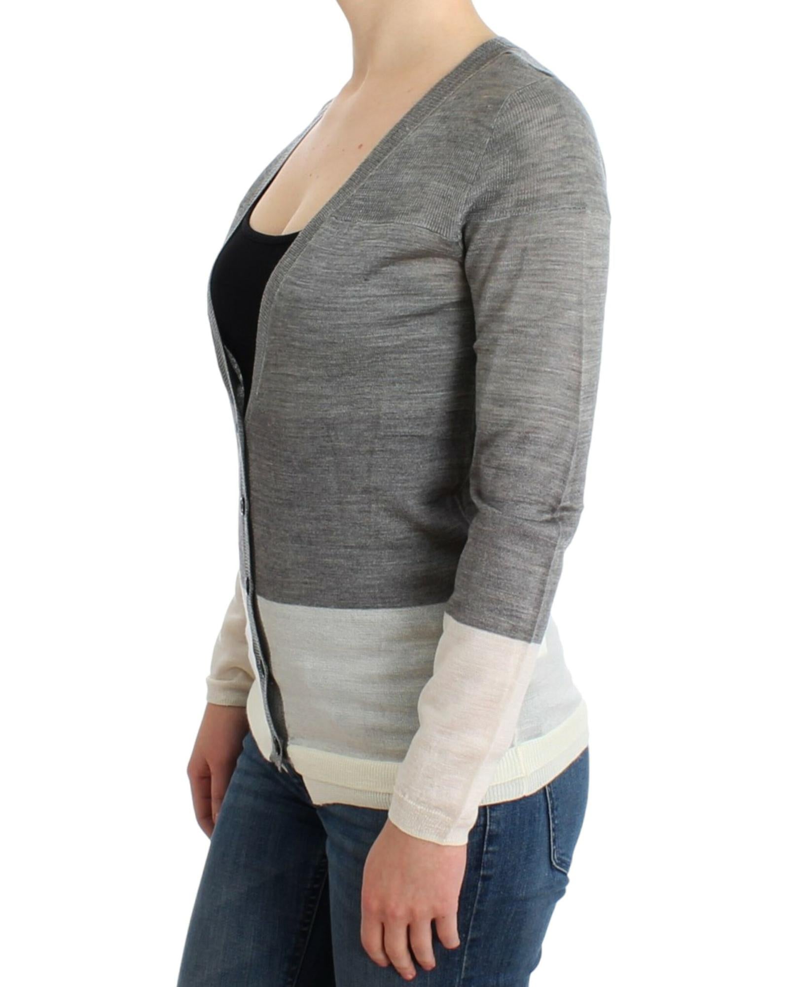 Costume National Women's Gray V-Neck Long Sleeve Cardigan