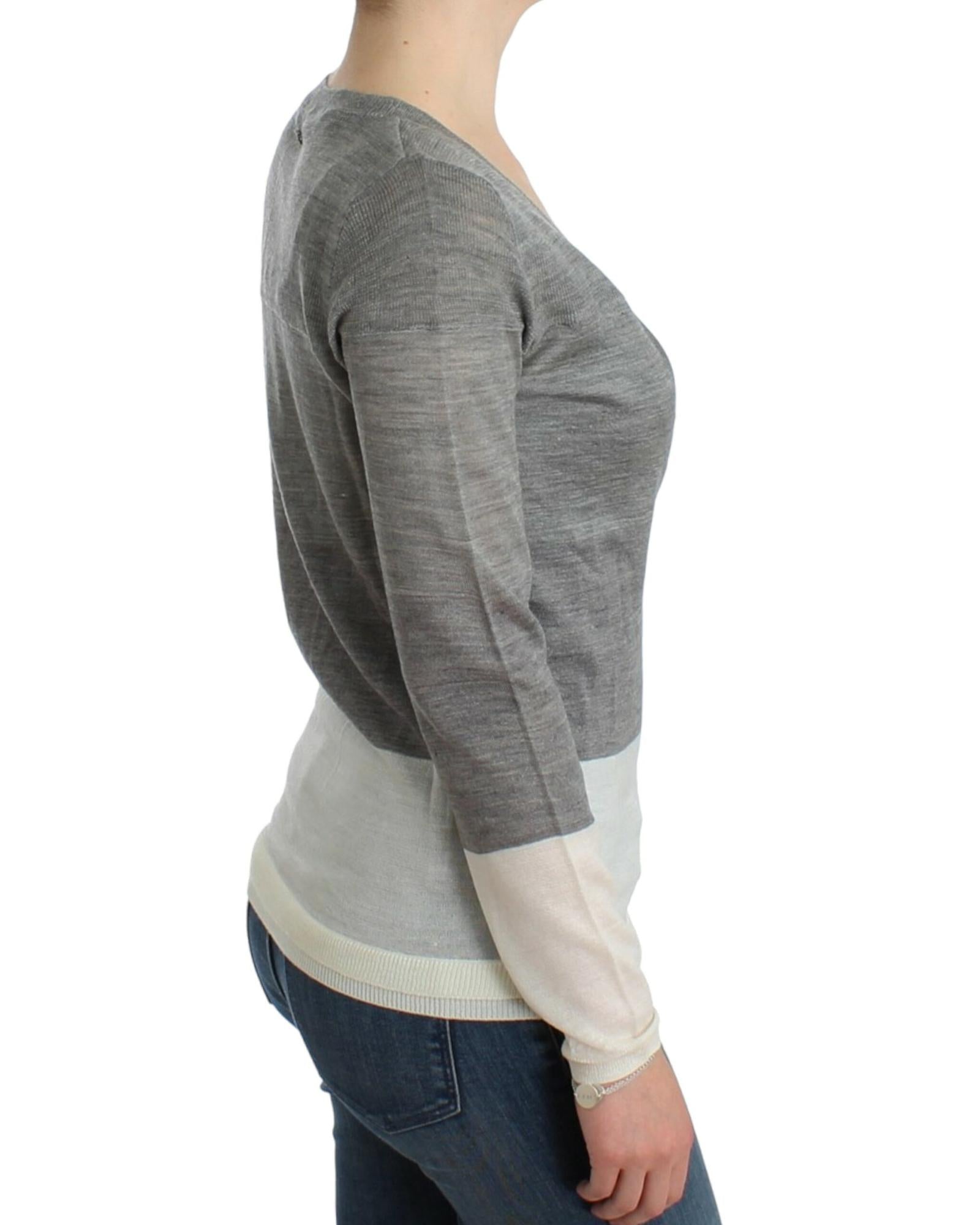 Costume National Women's Gray V-Neck Long Sleeve Cardigan