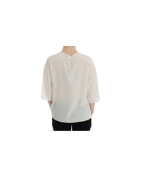 Dolce & Gabbana Sequin Embellished Silk Blouse Women White T-Shirts