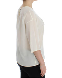 Dolce & Gabbana Sequin Embellished Silk Blouse Women White T-Shirts