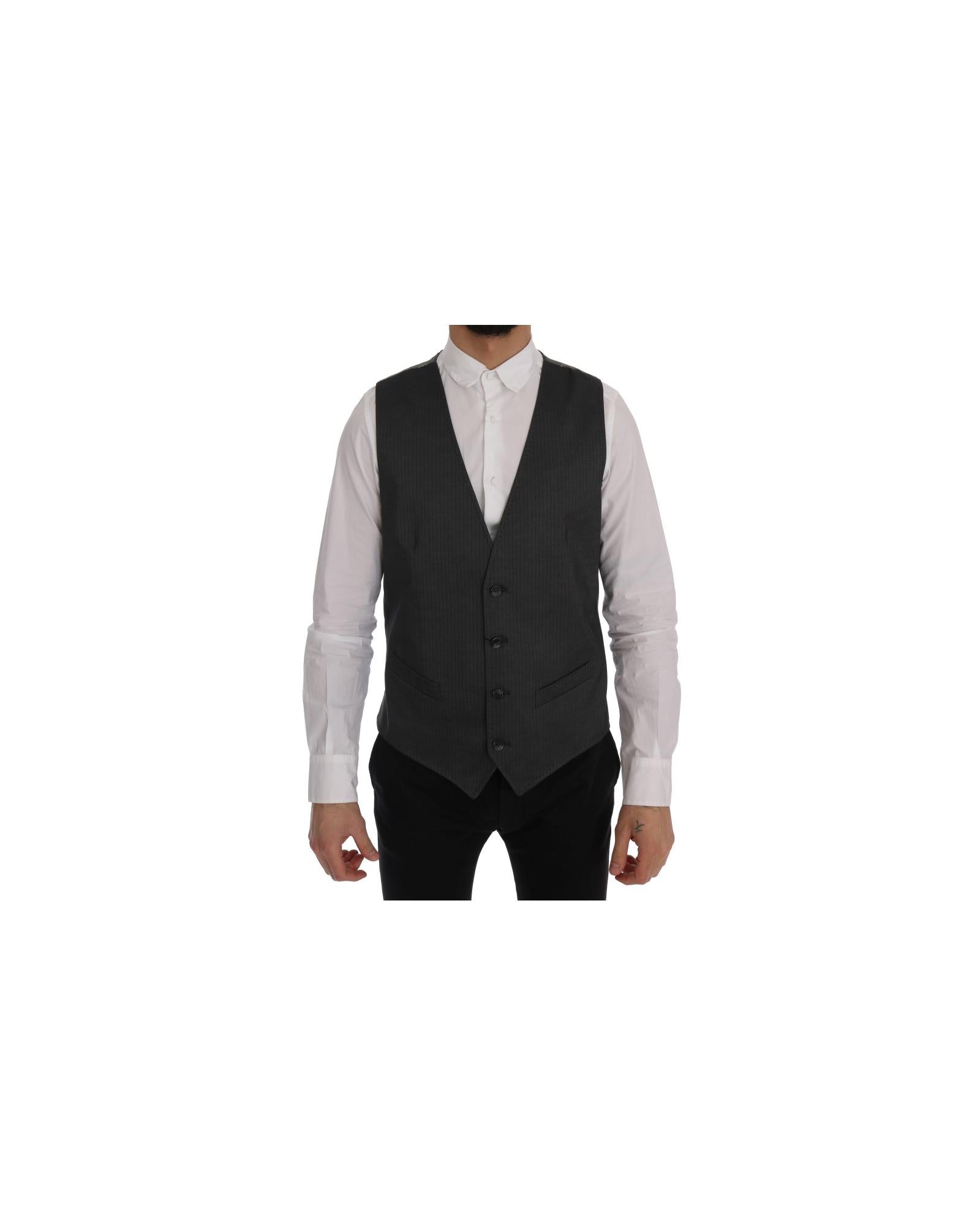 Dolce & Gabbana Gray Pinstripe Vest Classic Fit Men