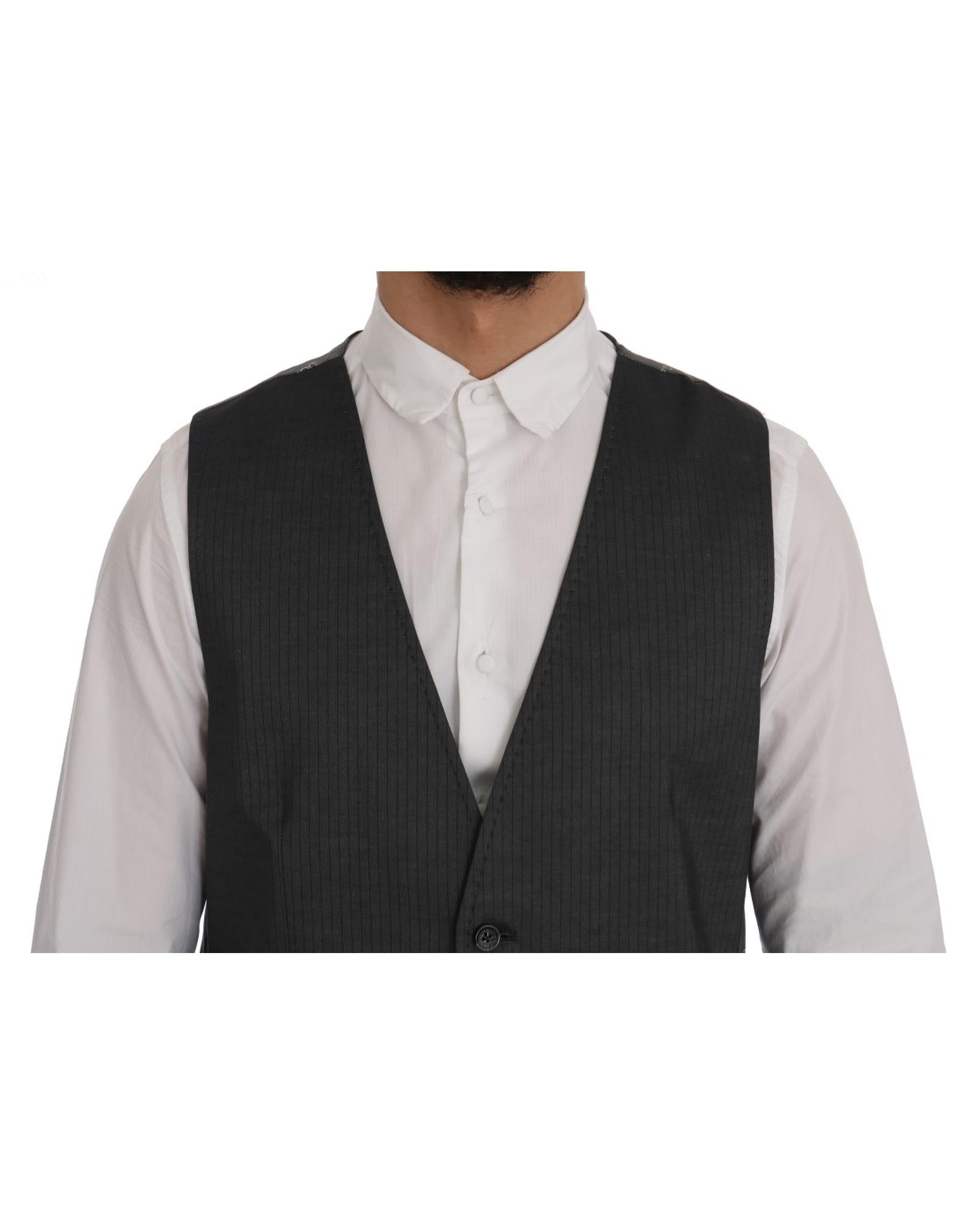 Dolce & Gabbana Gray Pinstripe Vest Classic Fit Men