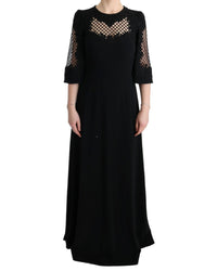 Dolce & Gabbana Lace Trimmed Black Midi Dress