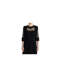Dolce & Gabbana Lace Trimmed Black Midi Dress