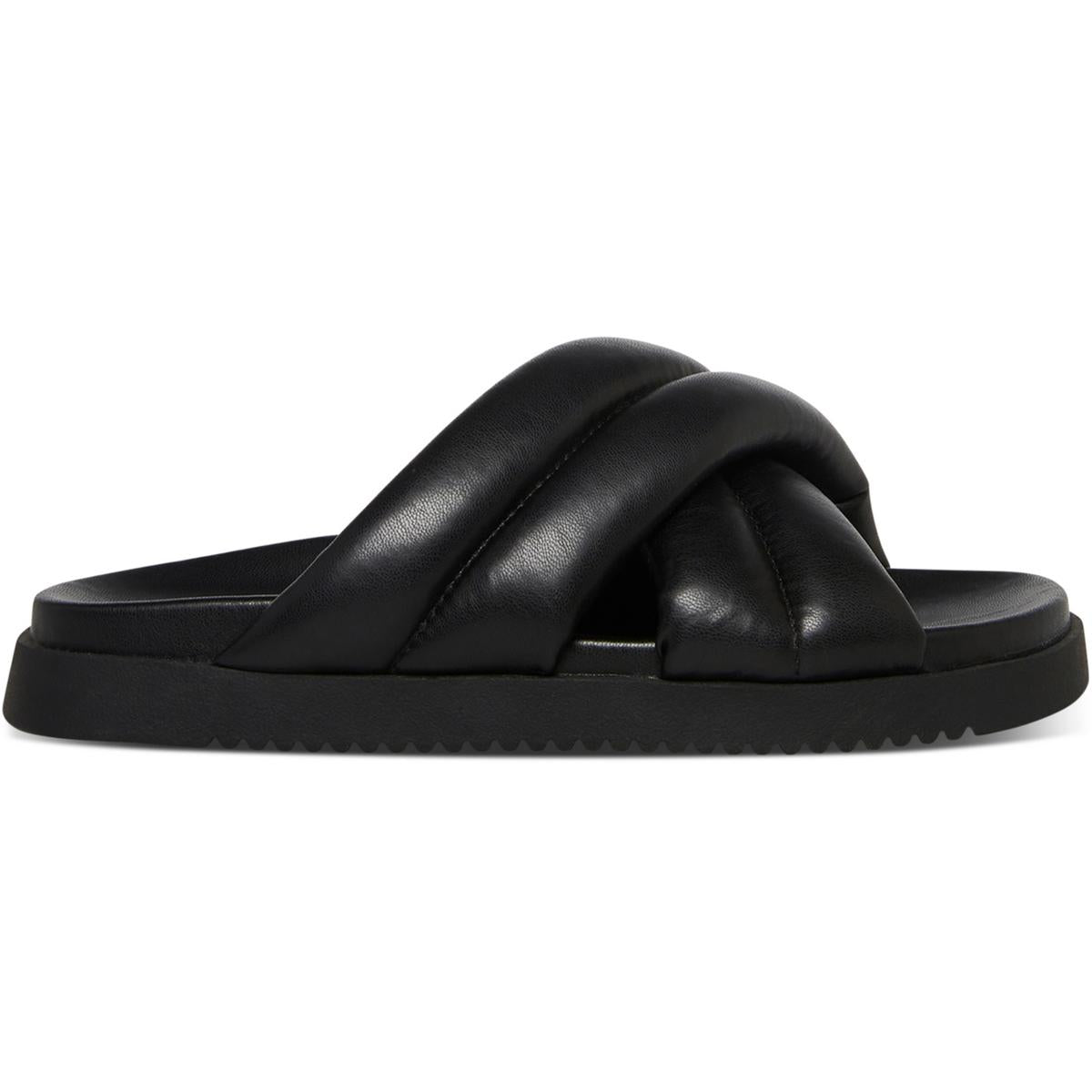 Motte Womens Faux Leather Slip On Slide Sandals