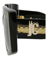 Just Cavalli Womens Square/Rectangle Shiny Black Fashion Designer Eyewear