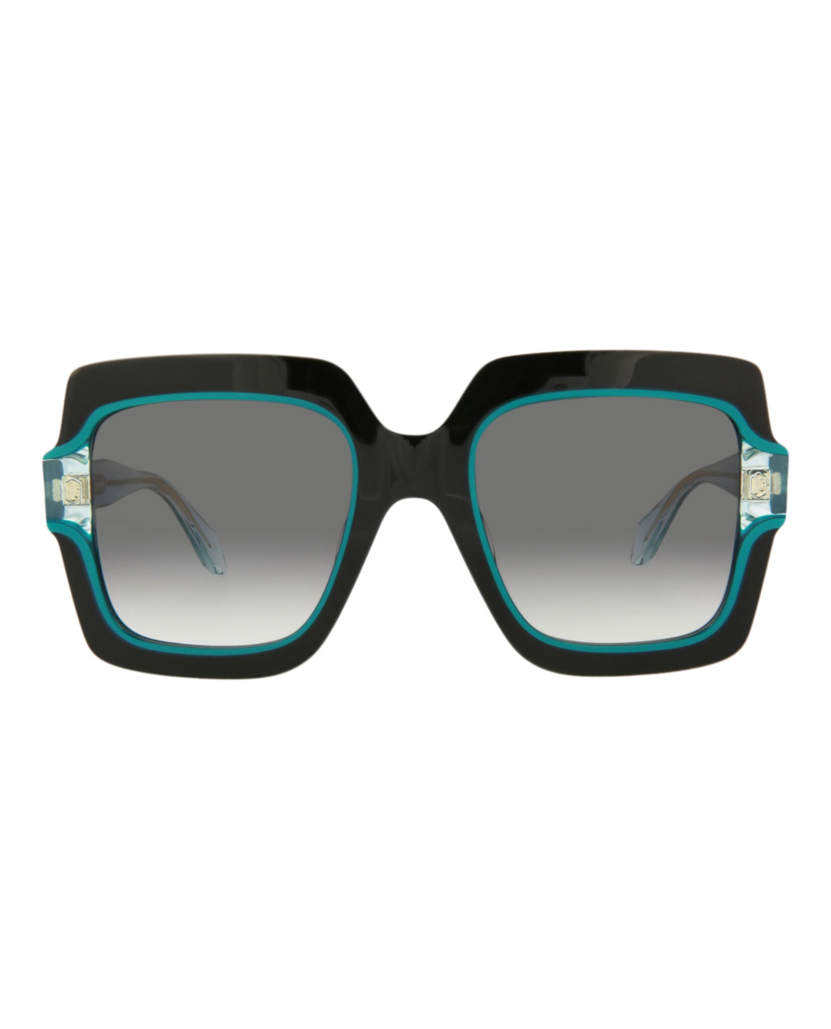 Just Cavalli Womens Square/Rectangle Shiny Black+Light Green Fashion Designer Eyewear Shiny Black+Light Green