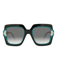 Just Cavalli Womens Square/Rectangle Shiny Black+Light Green Fashion Designer Eyewear Shiny Black+Light Green