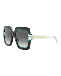 Just Cavalli Womens Square/Rectangle Shiny Black+Light Green Fashion Designer Eyewear