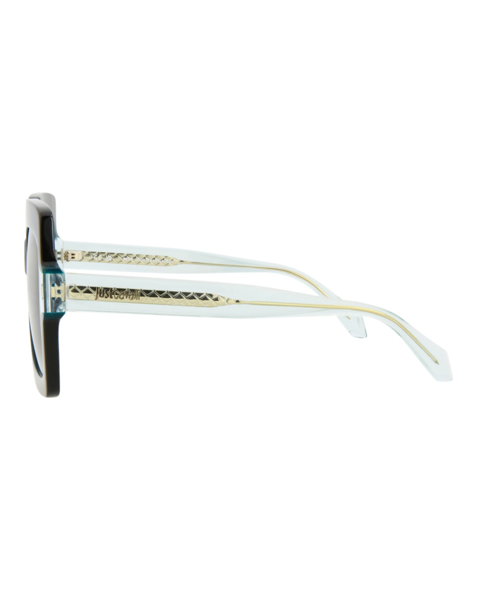 Just Cavalli Womens Square/Rectangle Shiny Black+Light Green Fashion Designer Eyewear