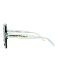 Just Cavalli Womens Square/Rectangle Shiny Black+Light Green Fashion Designer Eyewear