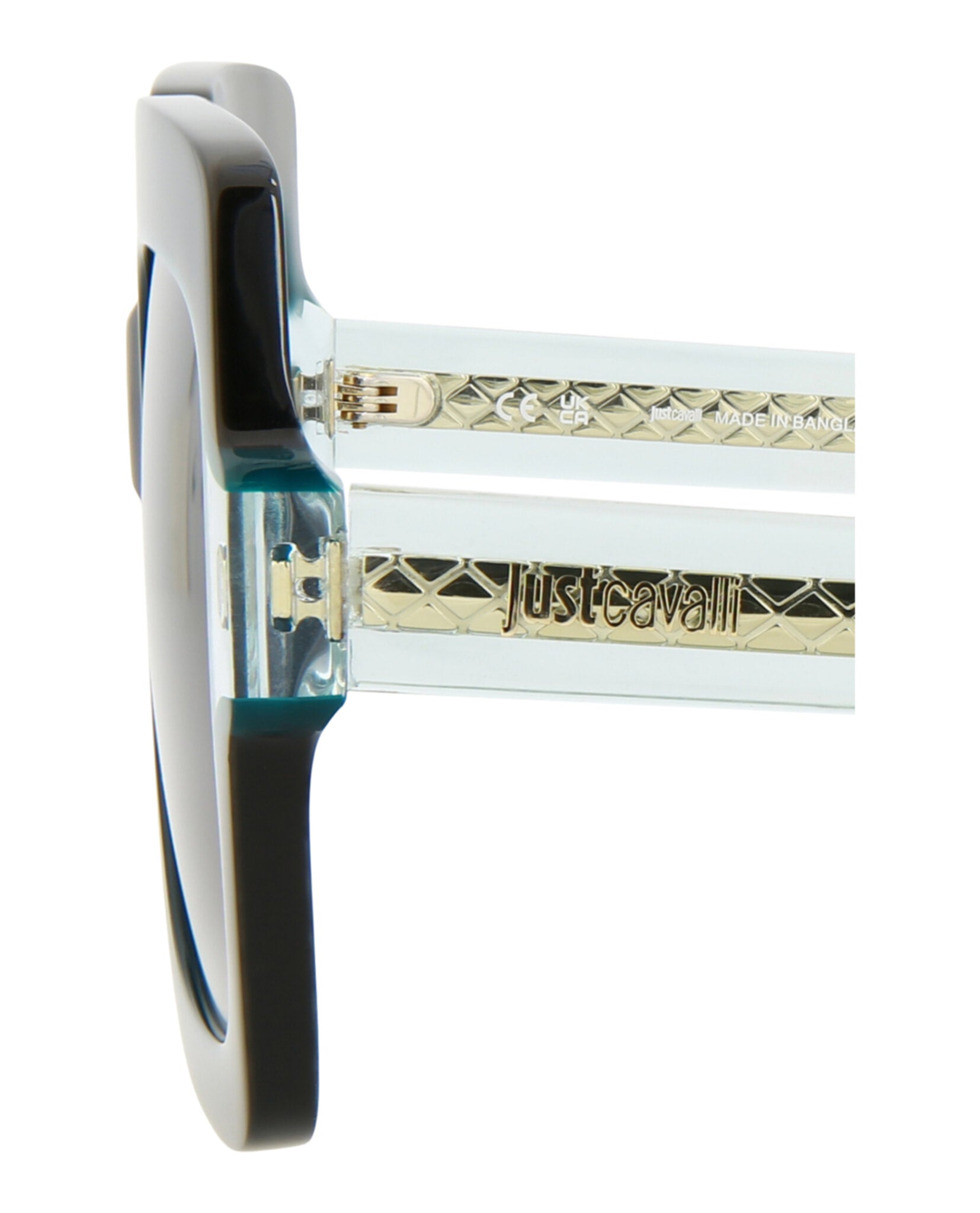 Just Cavalli Womens Square/Rectangle Shiny Black+Light Green Fashion Designer Eyewear