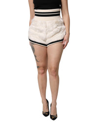 Dolce & Gabbana Faux Fur Shorts with Knit Waistband Women White 10 White