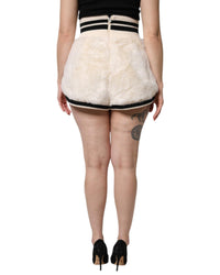 Dolce & Gabbana Faux Fur Shorts with Knit Waistband Women White